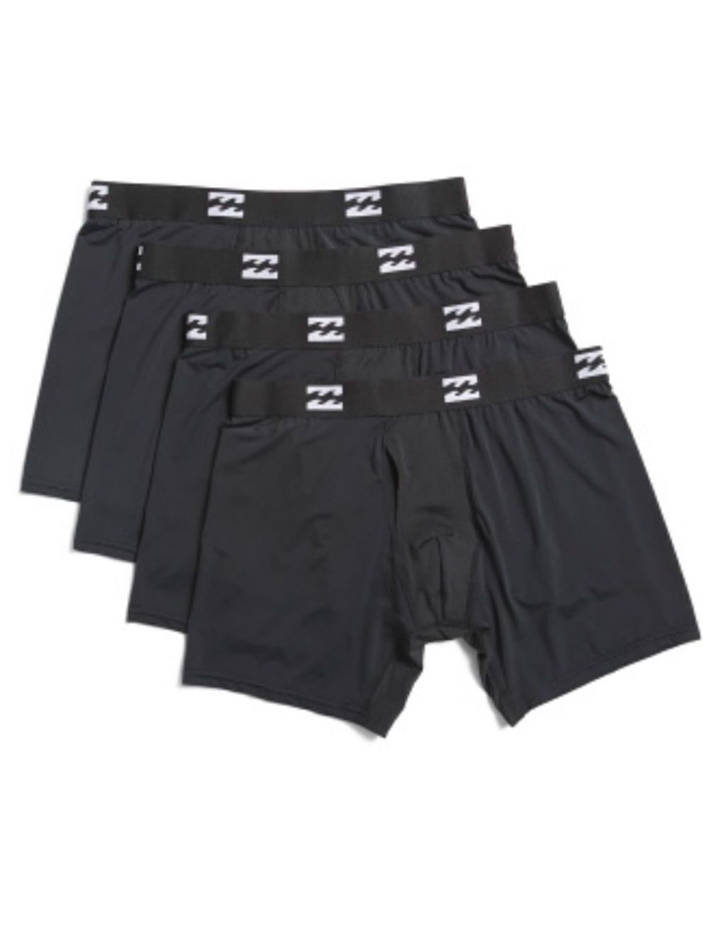 Billabong Black White Performance Nylon Fly Front Boxer Briefs Pack of 4
